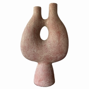 Lyre Vase - Antiqued Red 61cm,hand-painted ceramic vase