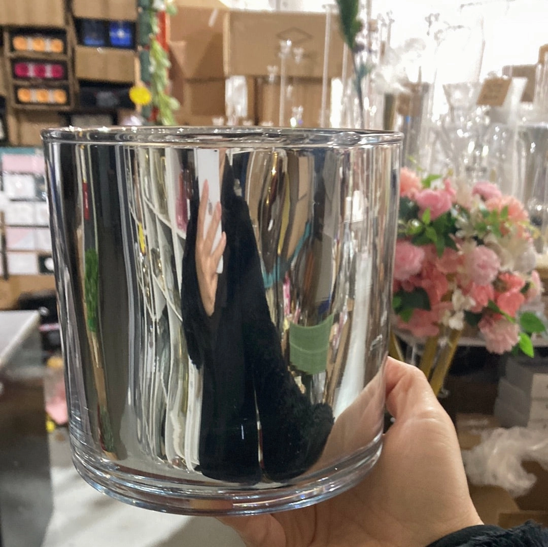 Machine made Silver Wedding Centrepiece (5") Cylinder Glass Vase - NEW1-5h