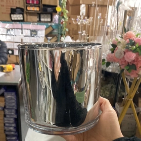Machine made Silver Wedding Centrepiece (5") Cylinder Glass Vase - NEW1-5h,aesthetic flower vase