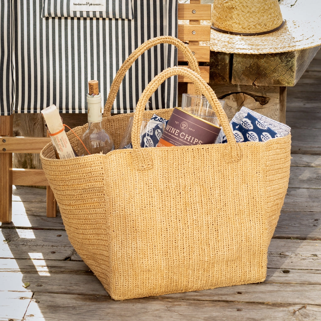 Madagascar Packable Raffia Tote Bag