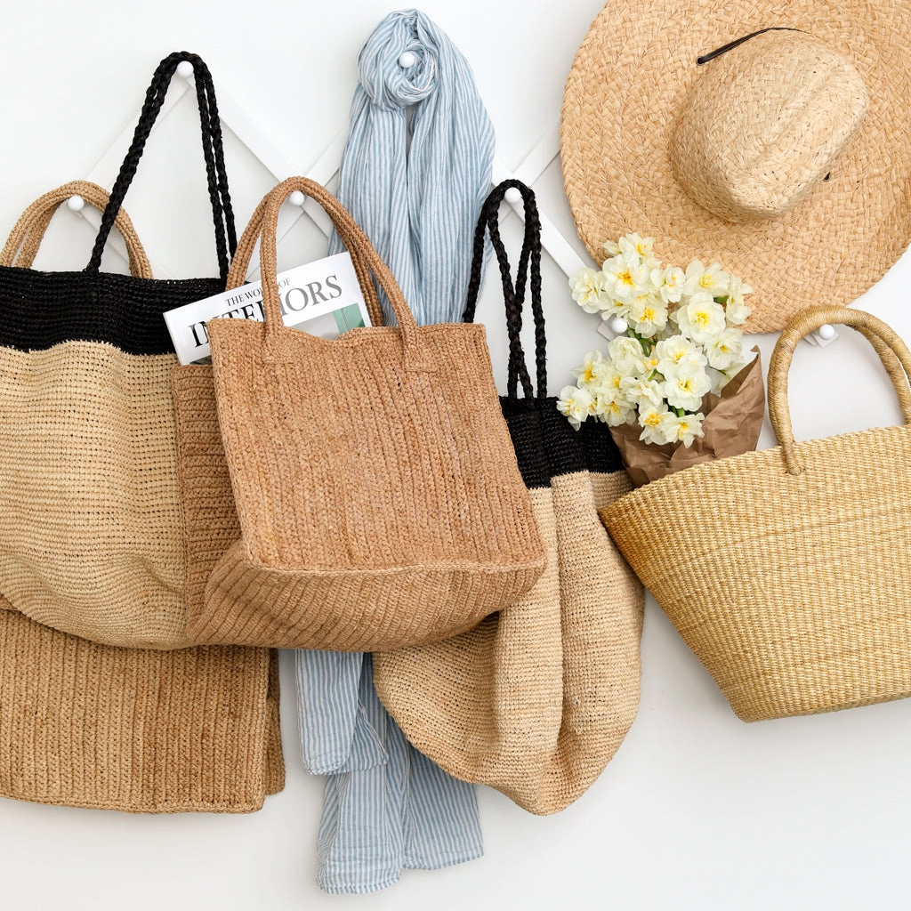 Madagascar Packable Raffia Tote Bag