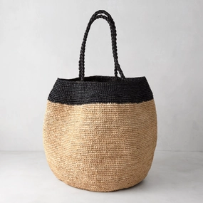 Madrague Black Single Stripe Woven Tote Bag,garden field mower