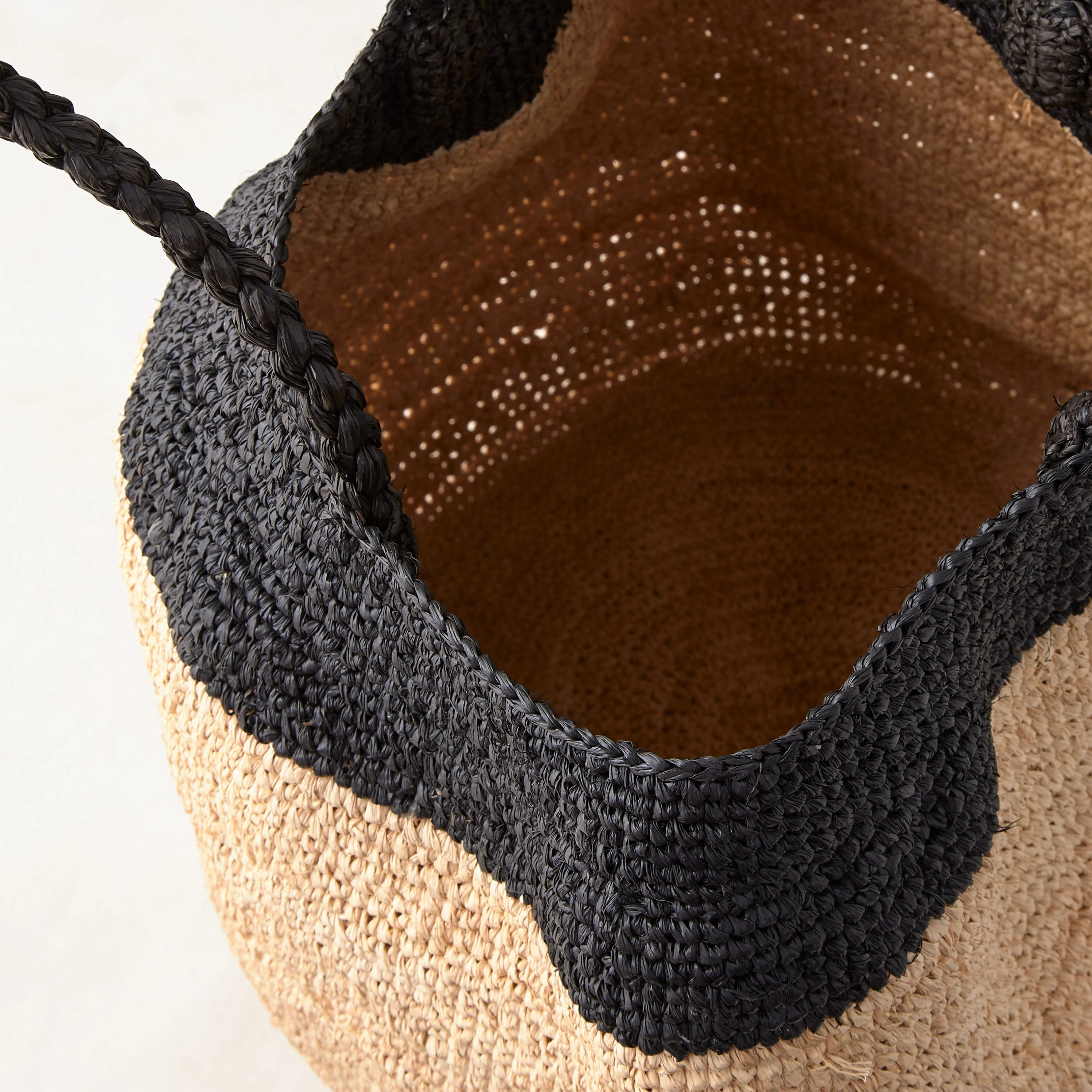 Madrague Black Single Stripe Woven Tote Bag