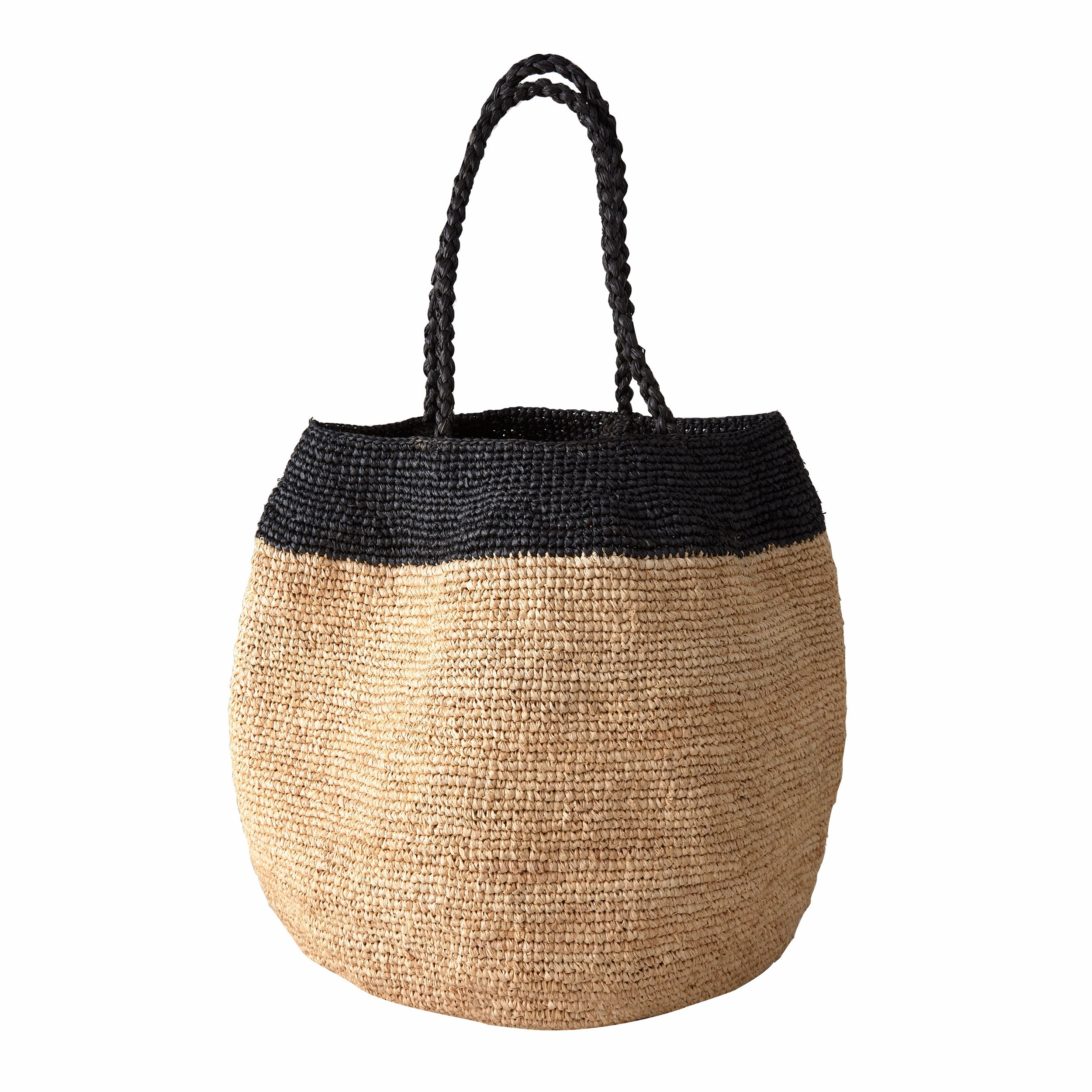 Madrague Black Single Stripe Woven Tote Bag
