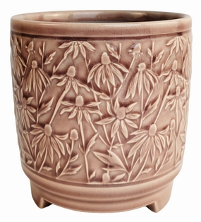 Maeve Floral Planter Mauve,terracotta plant pot