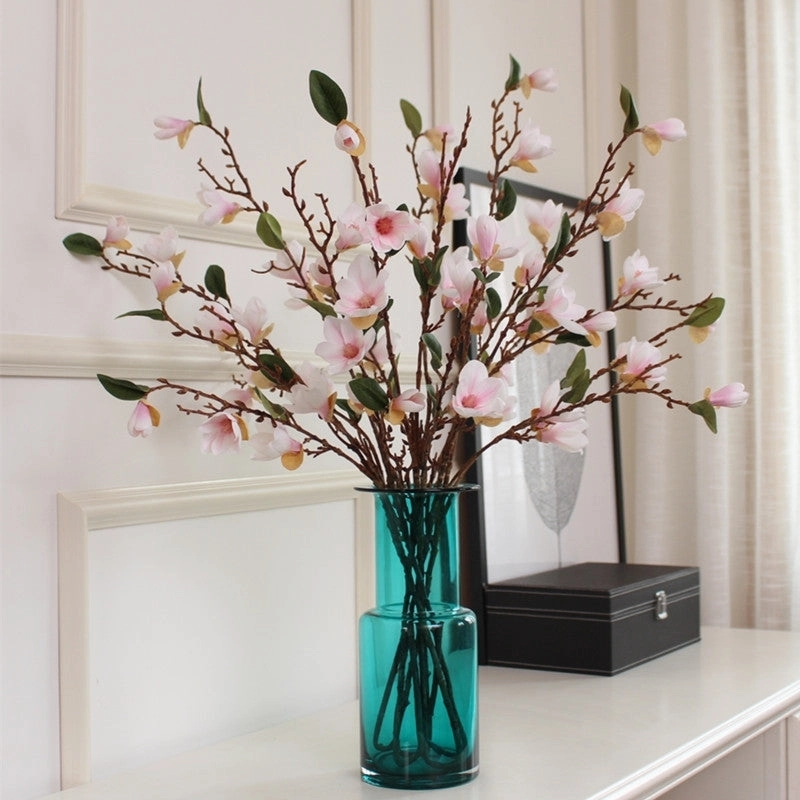 Magnolia 10 Heads Artificial Silk Flower Stem Pink MAGNOLIA006
