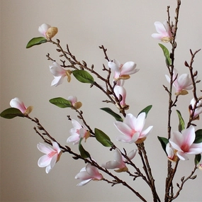 Magnolia 10 Heads Artificial Silk Flower Stem Pink MAGNOLIA006,dried artificial flower