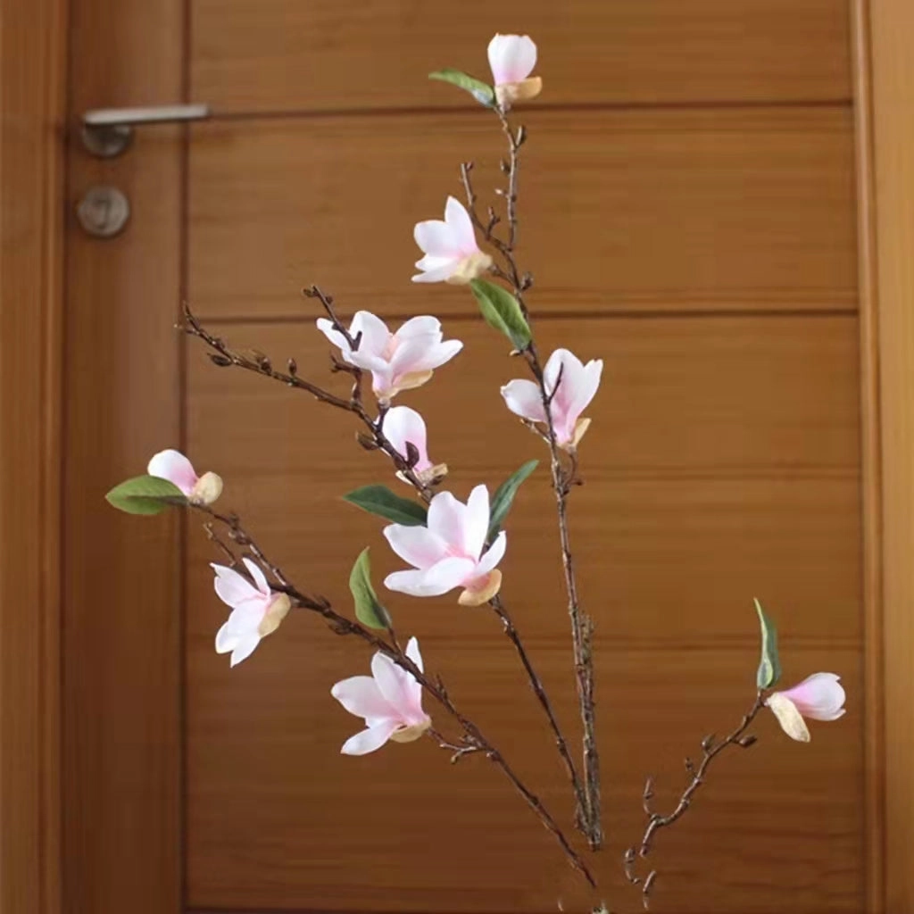 Magnolia 10 Heads Artificial Silk Flower Stem Pink MAGNOLIA006