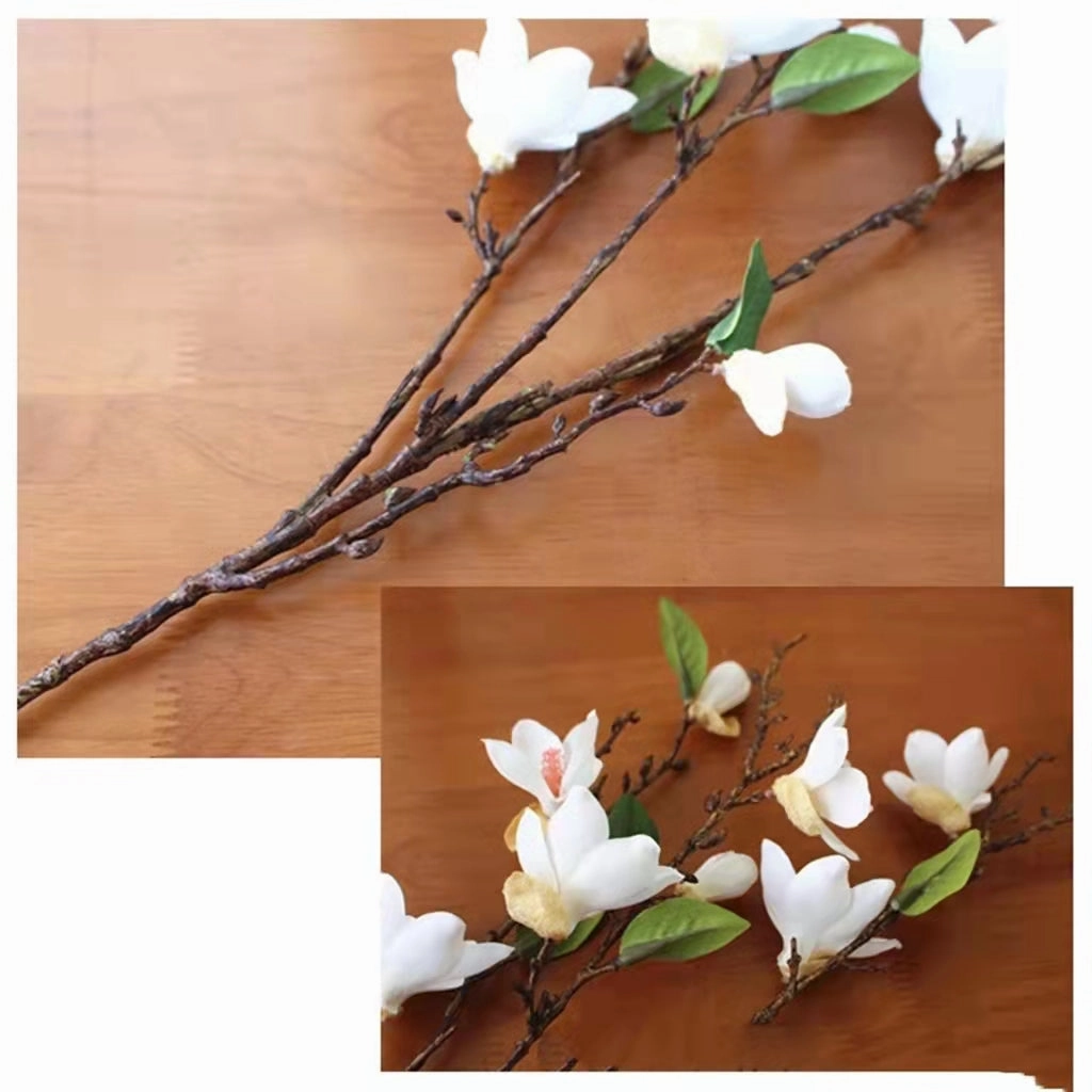 Magnolia 10 Heads Artificial Silk Flower Stem White MAGNOLIA005