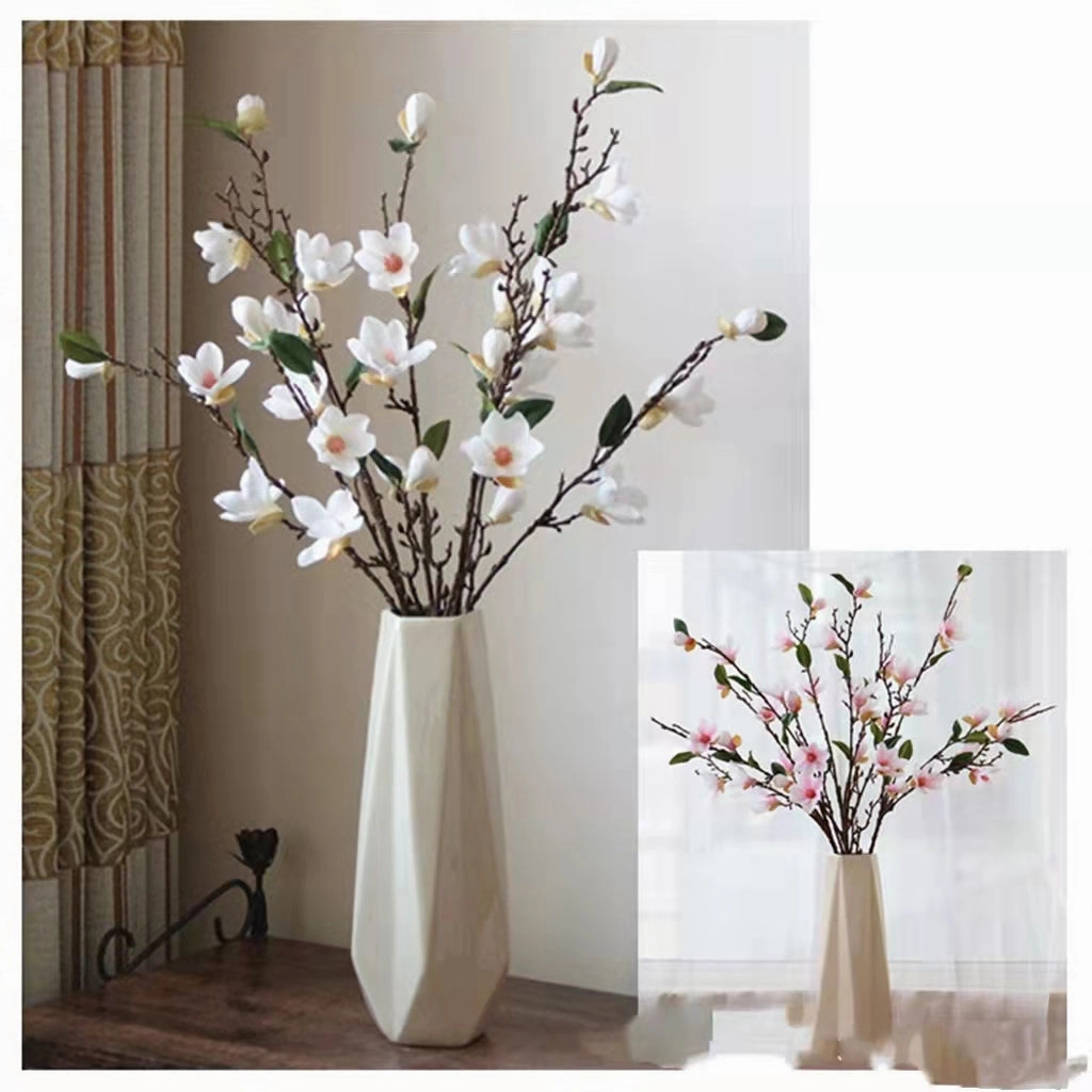 Magnolia 10 Heads Artificial Silk Flower Stem White MAGNOLIA005
