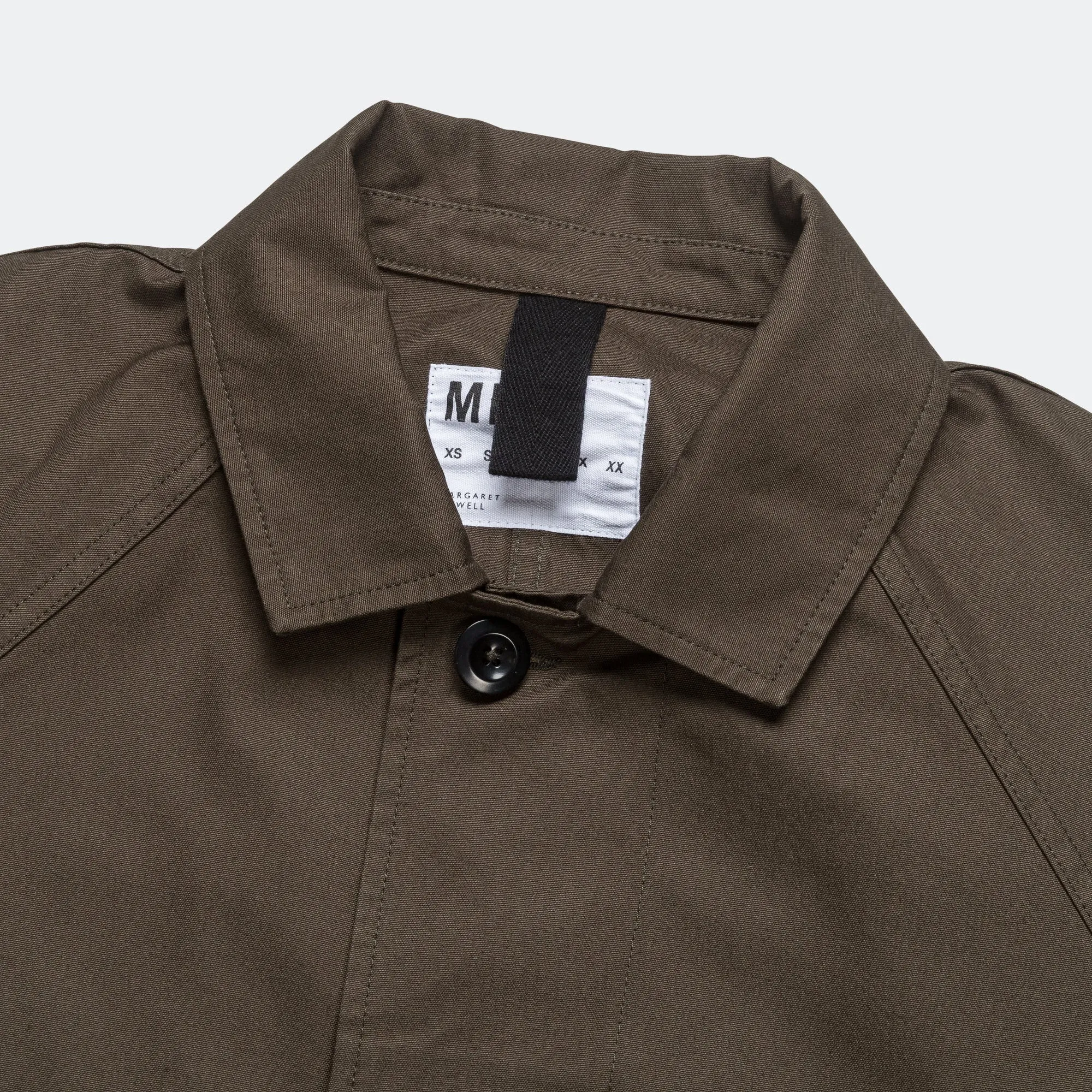 Margaret Howell Kleidung Raglan Jacke - Kompakte Baumwoll-Canvas Uniform Grün