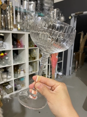 Martini Glass crystal look striped 8h,aesthetic flower vase