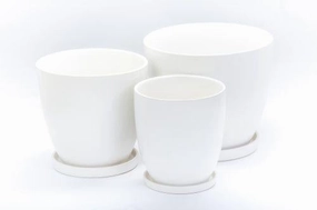 Matte White Pot with Saucer,terracotta plant pot