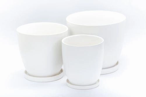 Matte White Pot with Saucer,terracotta plant pot