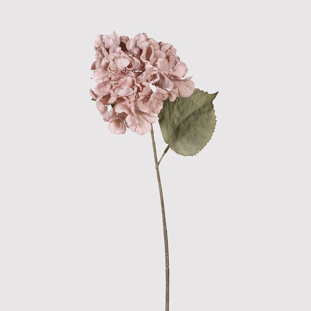 Mauve Hydrangea Spray with Leaves 60cm,dried artificial flower