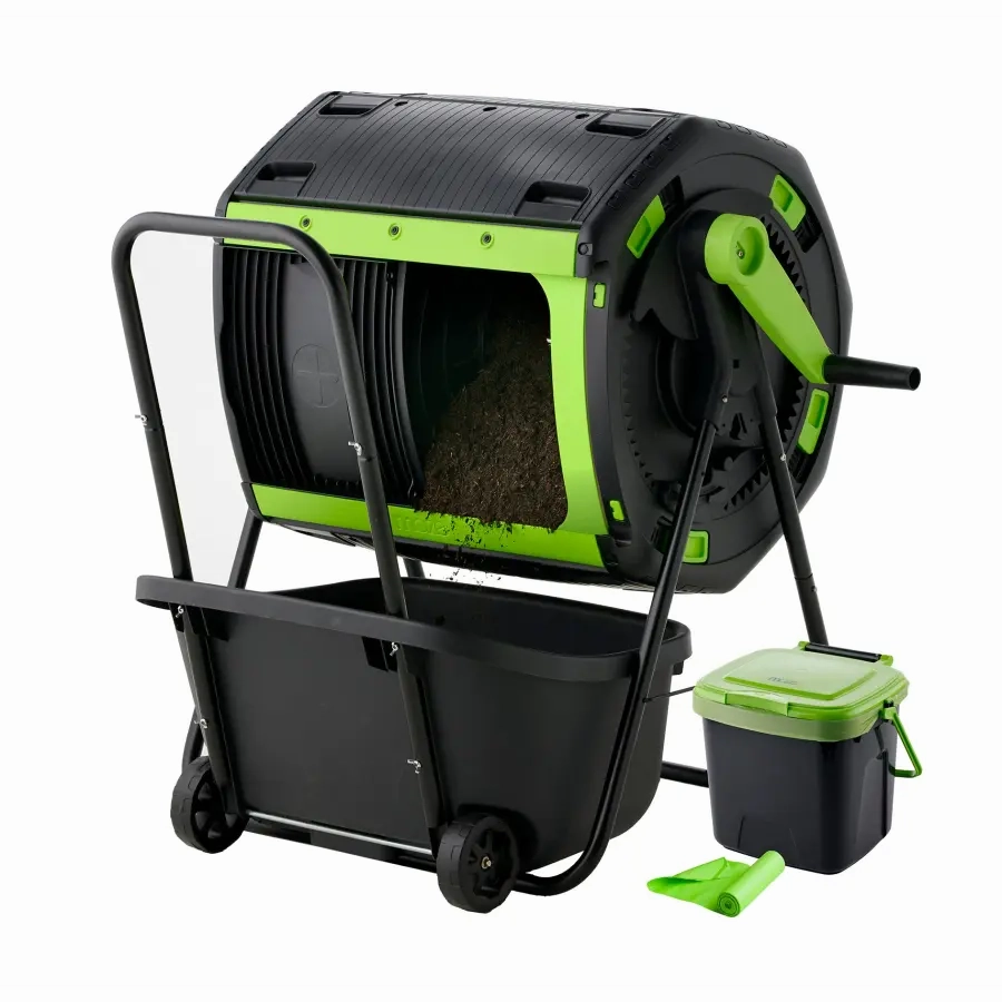Maze 180l Geared Twin Tumbler (Mega Bundle, 7L Caddy),gardening tools set