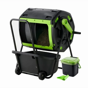 Maze 180l Geared Twin Tumbler (Mega Bundle, 7L Caddy),gardening tools set