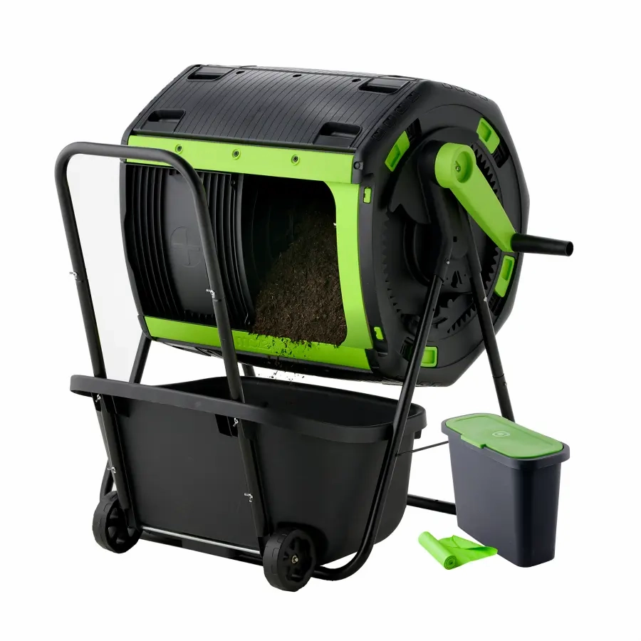 Maze 180l Geared Twin Tumbler (Mega Bundle, 9l Caddy),gardening tools set