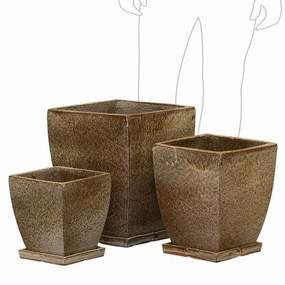 Mega Milano & Saucers - Safari,terracotta plant pot