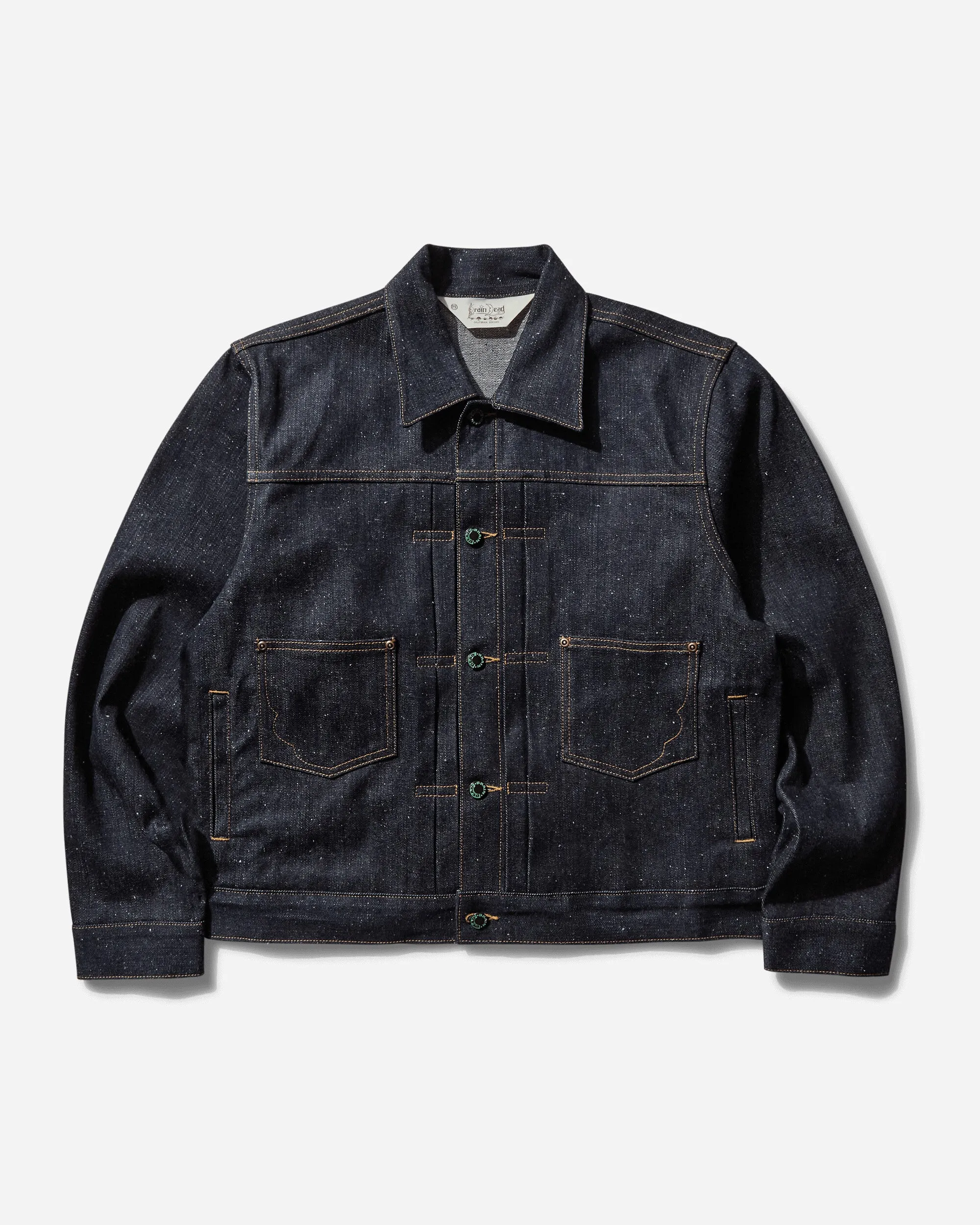 Herren Cropped Denim Trucker Jacket Indigo