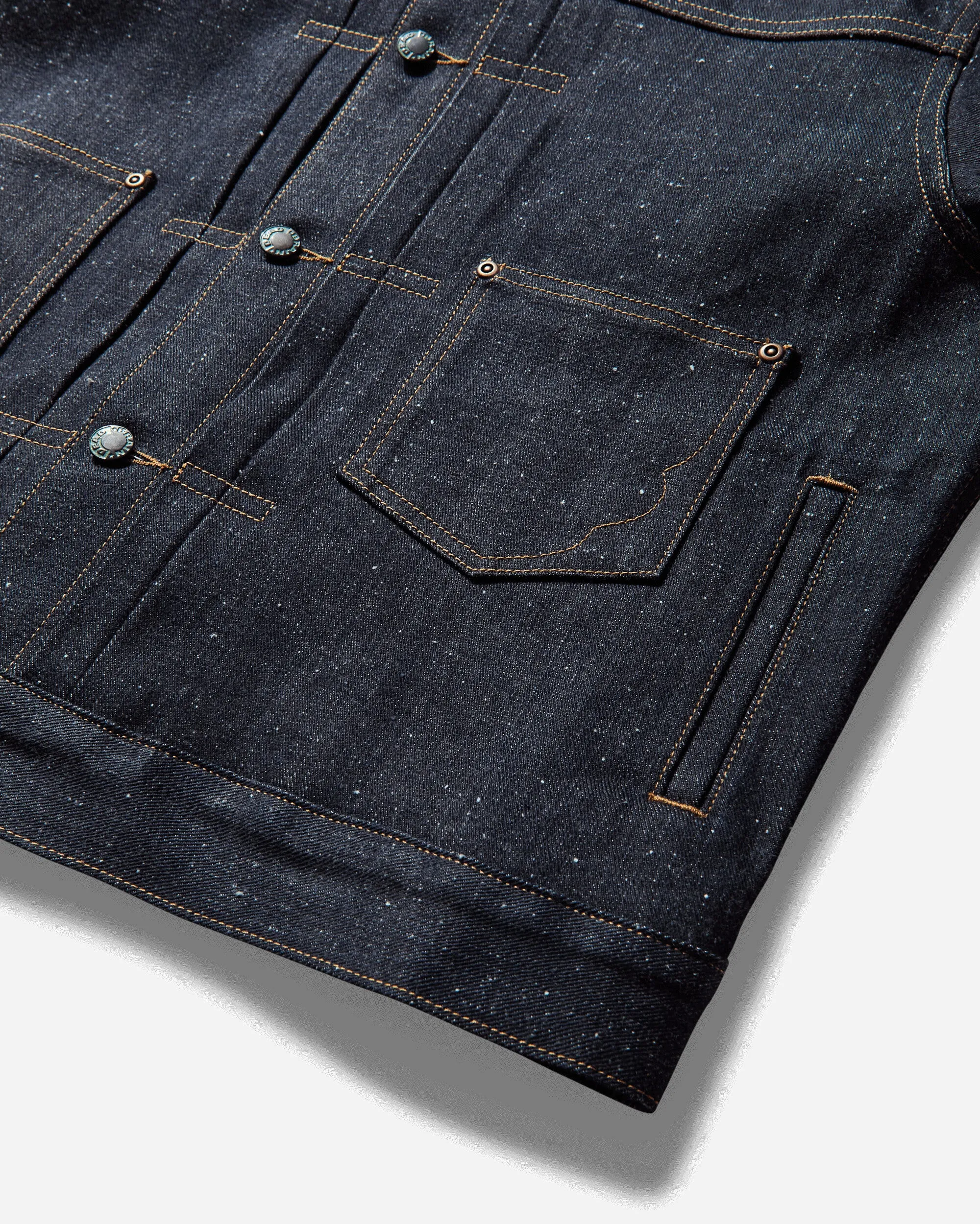 Herren Cropped Denim Trucker Jacket Indigo