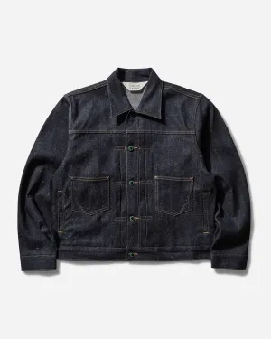Herren Cropped Denim Trucker Jacket Indigo