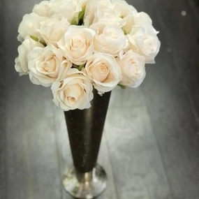 MERCURY GOLD 16" PILSNER TRUMPET CONE VASE,aesthetic flower vase