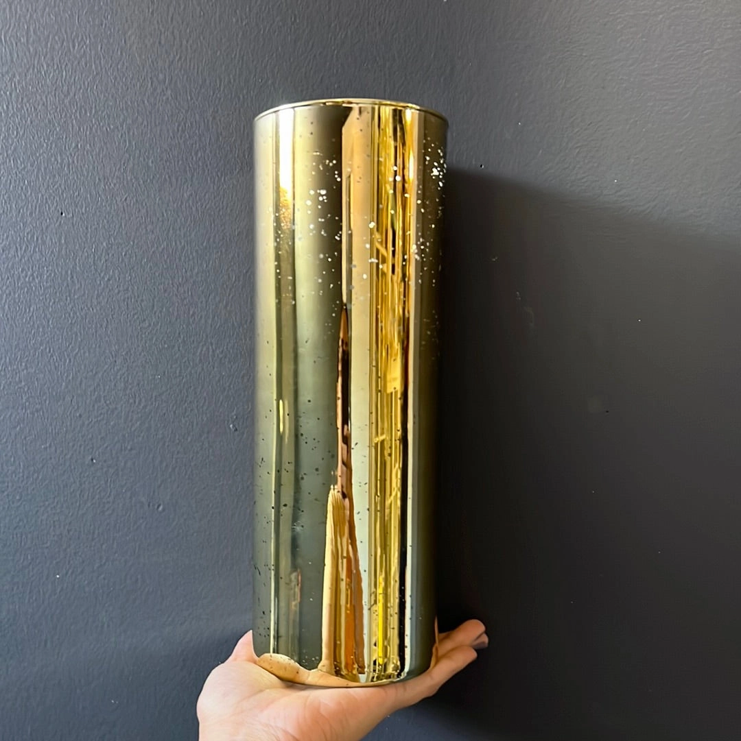 Mercury Gold 4"x12 H Cylinder Vase
