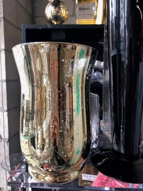 MERCURY GOLD HURRICANE champagne gold VASE 5"x8" H,aesthetic flower vase