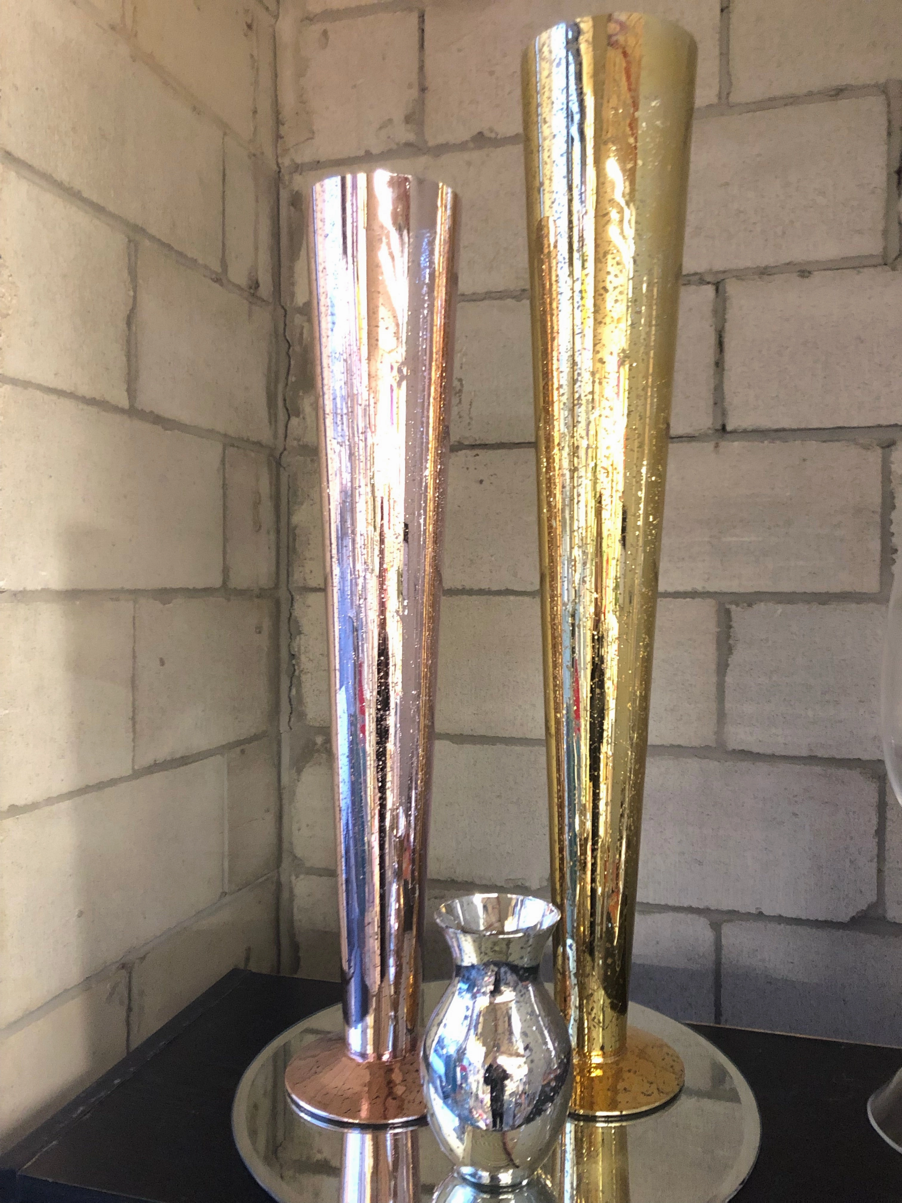 MERCURY Rose GOLD 24" PILSNER TRUMPET VASE