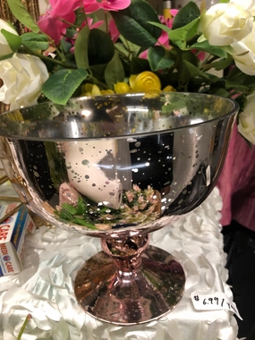 Mercury rose gold Bowl Glass Bowl Vase 8.3x7H bowl Vase,aesthetic flower vase
