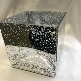 Mercury SILVER 5" CUBE VASE,aesthetic flower vase