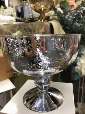 Mercury silver Bowl Glass Bowl Vase 8.3x7H bowl Vase,aesthetic flower vase
