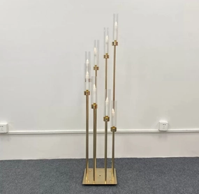 Metal gold Candleholder set 8 head with LED taper,aesthetic flower vase