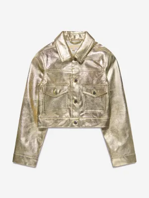 Michael Kors Mädchen Metallisch Crackle-Effekt Jacke in Gold