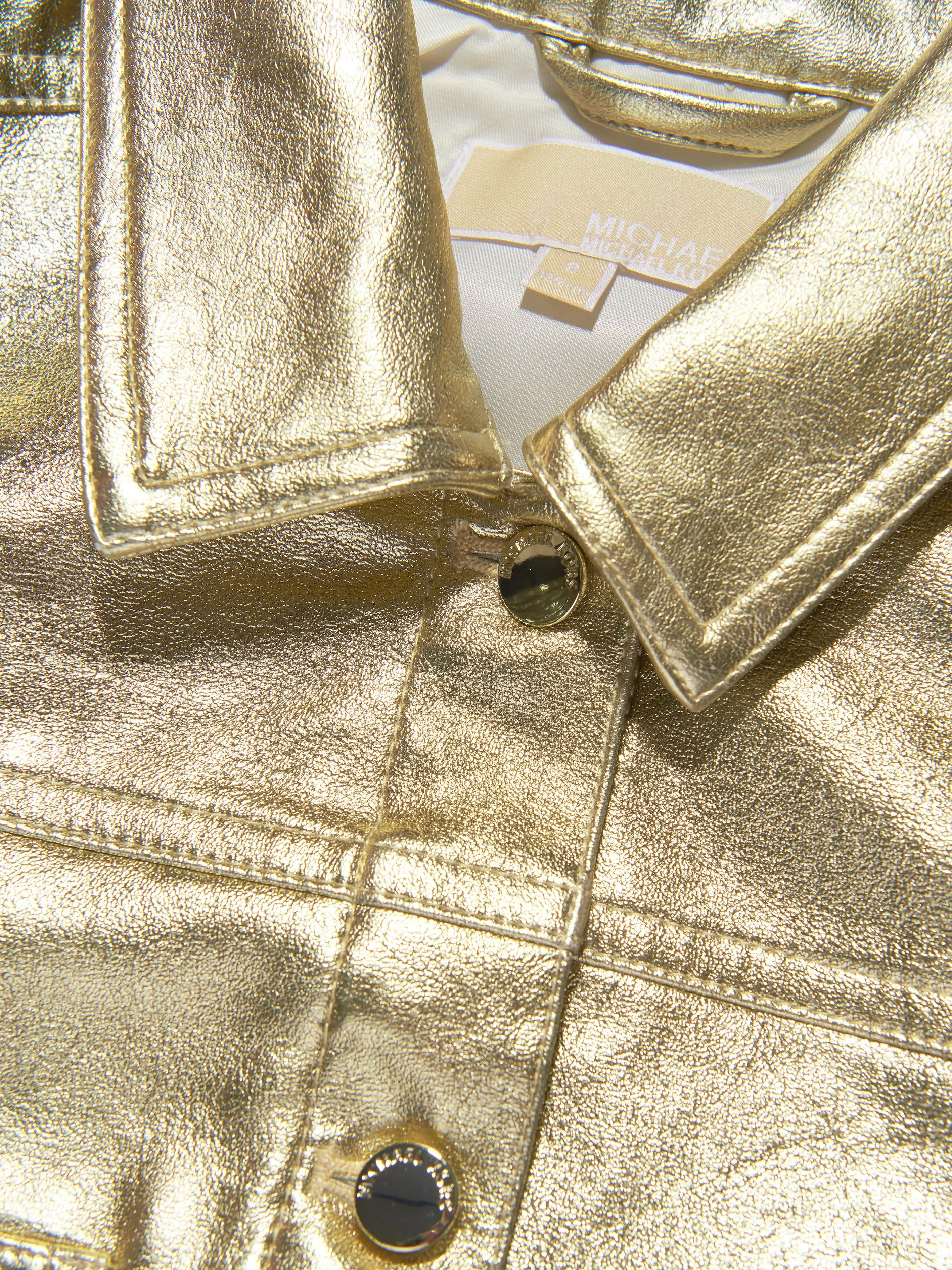 Michael Kors Mädchen Metallisch Crackle-Effekt Jacke in Gold
