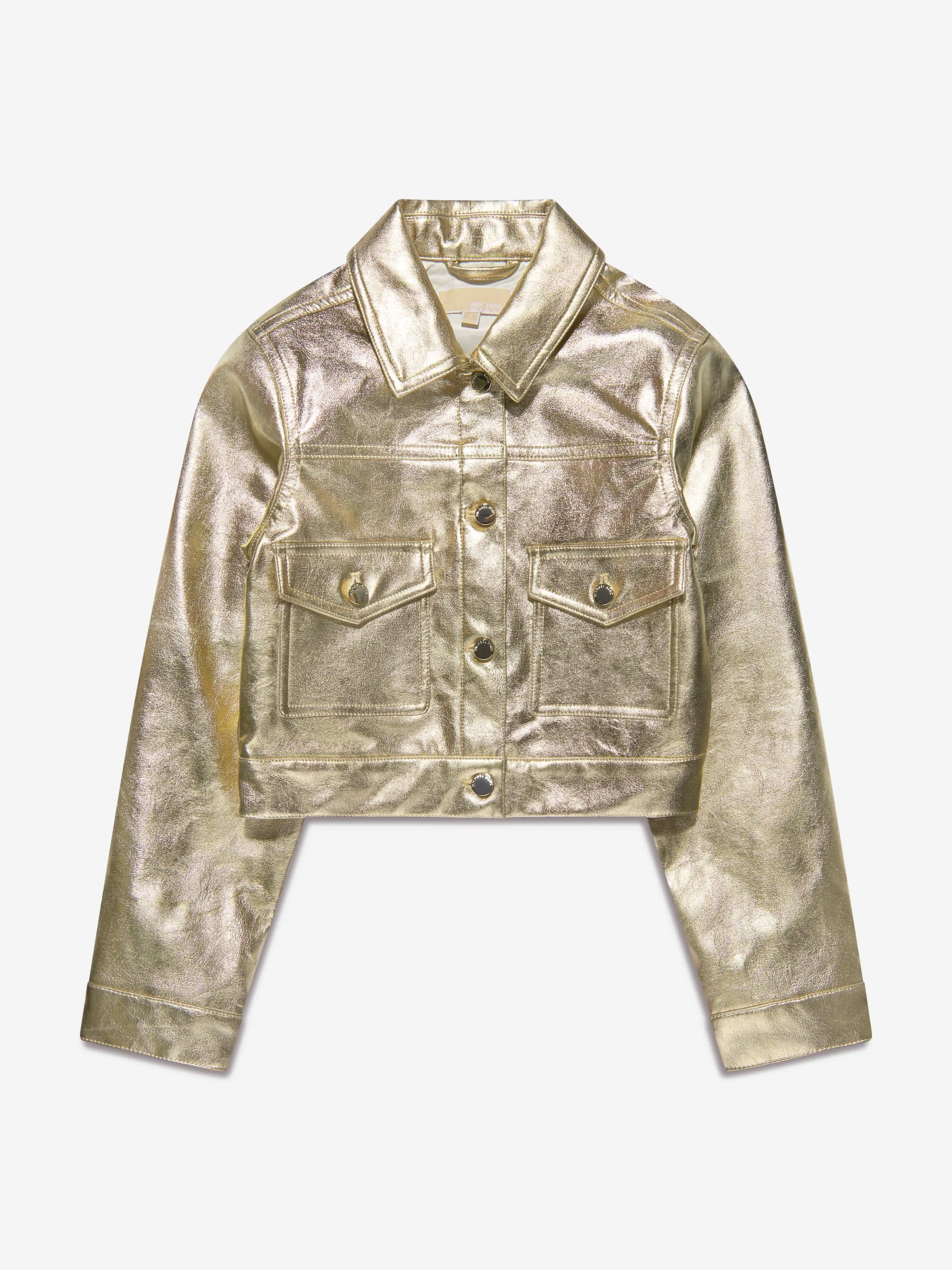 Michael Kors Mädchen Metallisch Crackle-Effekt Jacke in Gold