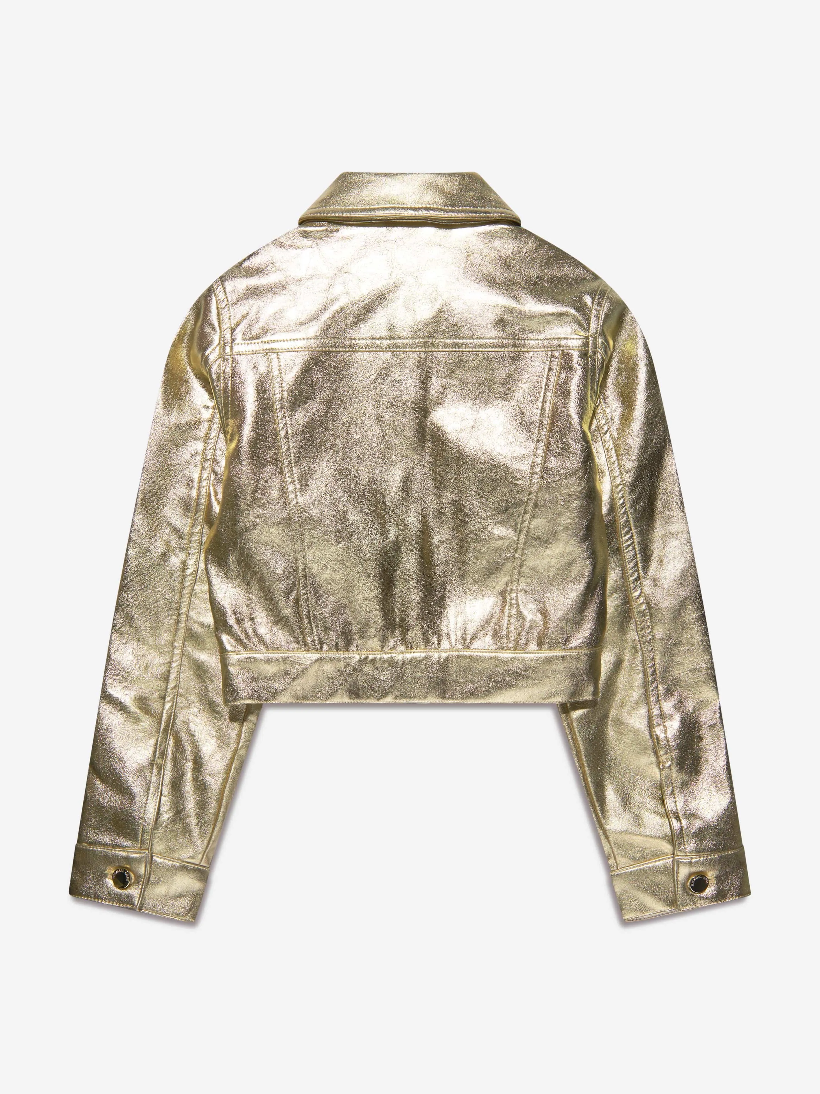 Michael Kors Mädchen Metallisch Crackle-Effekt Jacke in Gold