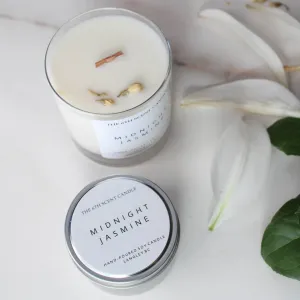 MIDNIGHT JASMINE SOY CANDLE,faux bloom stem 