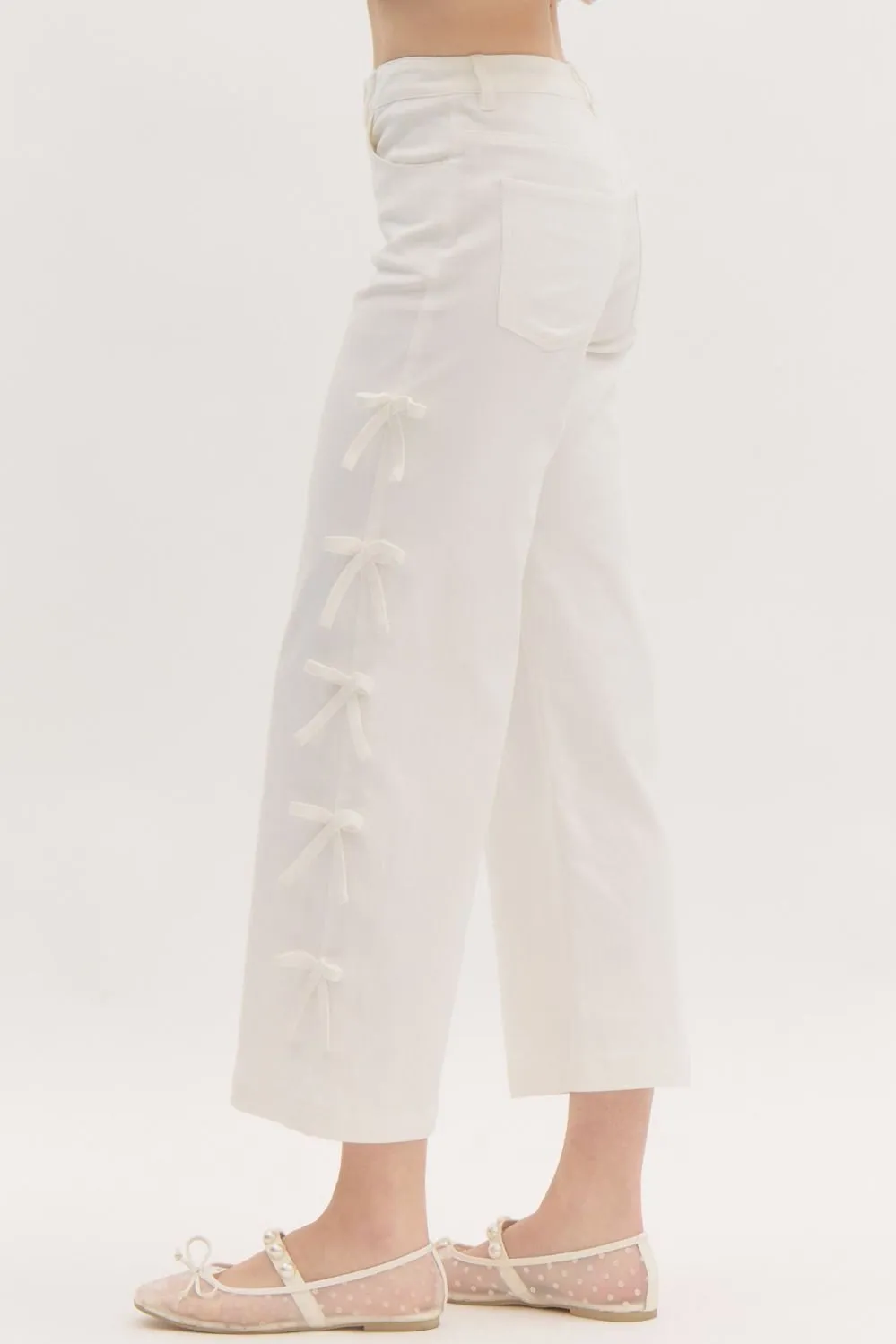 Mini-Bows Cropped Mid-Rise Denim Jeans