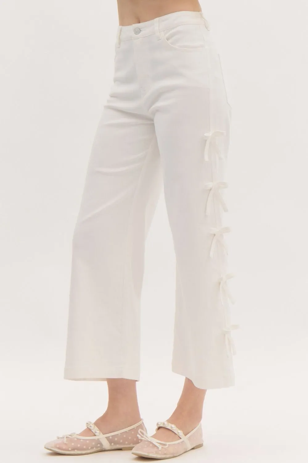 Mini-Bows Cropped Mid-Rise Denim Jeans