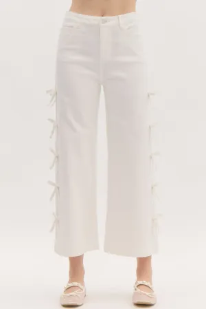 Mini-Bows Cropped Mid-Rise Denim Jeans