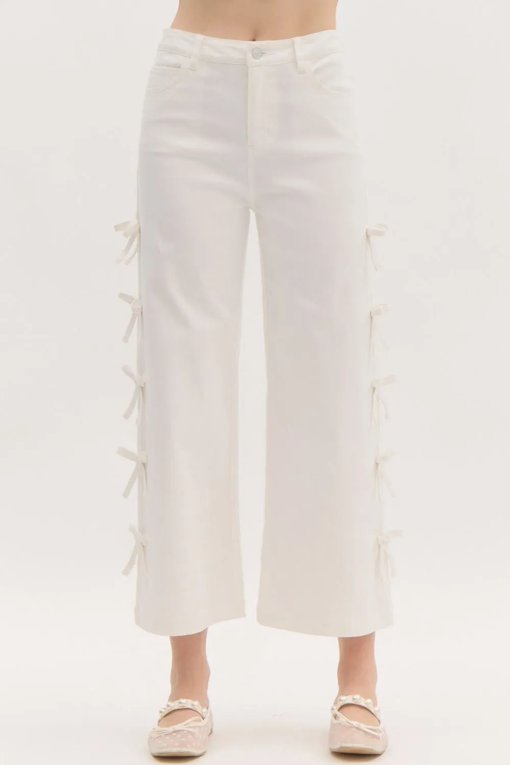 Mini-Bows Cropped Mid-Rise Denim Jeans