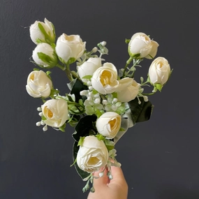 Mini rose Bunch cream closed bud artificial flower bouquet  