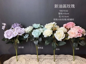 Mixed blue Roses Artificial Flower with filler realistic flower bouquet  