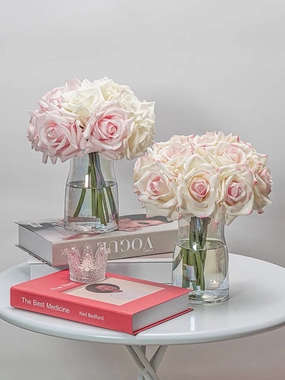 Moist Touch Real Touch Open Rose Bouquet Light Pink realistic flower bouquet  