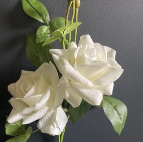 Moist Touch Real Touch Open Rose (White) realistic flower bouquet  