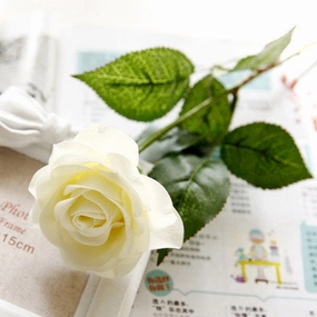 Moist Touch Real Touch Rose Artificial Flower Single Stem Rose (White)-MOI2 realistic flower bouquet  