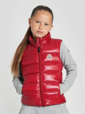 Moncler Enfant Mädchen Daunengefütterte Ghany Weste in Rot