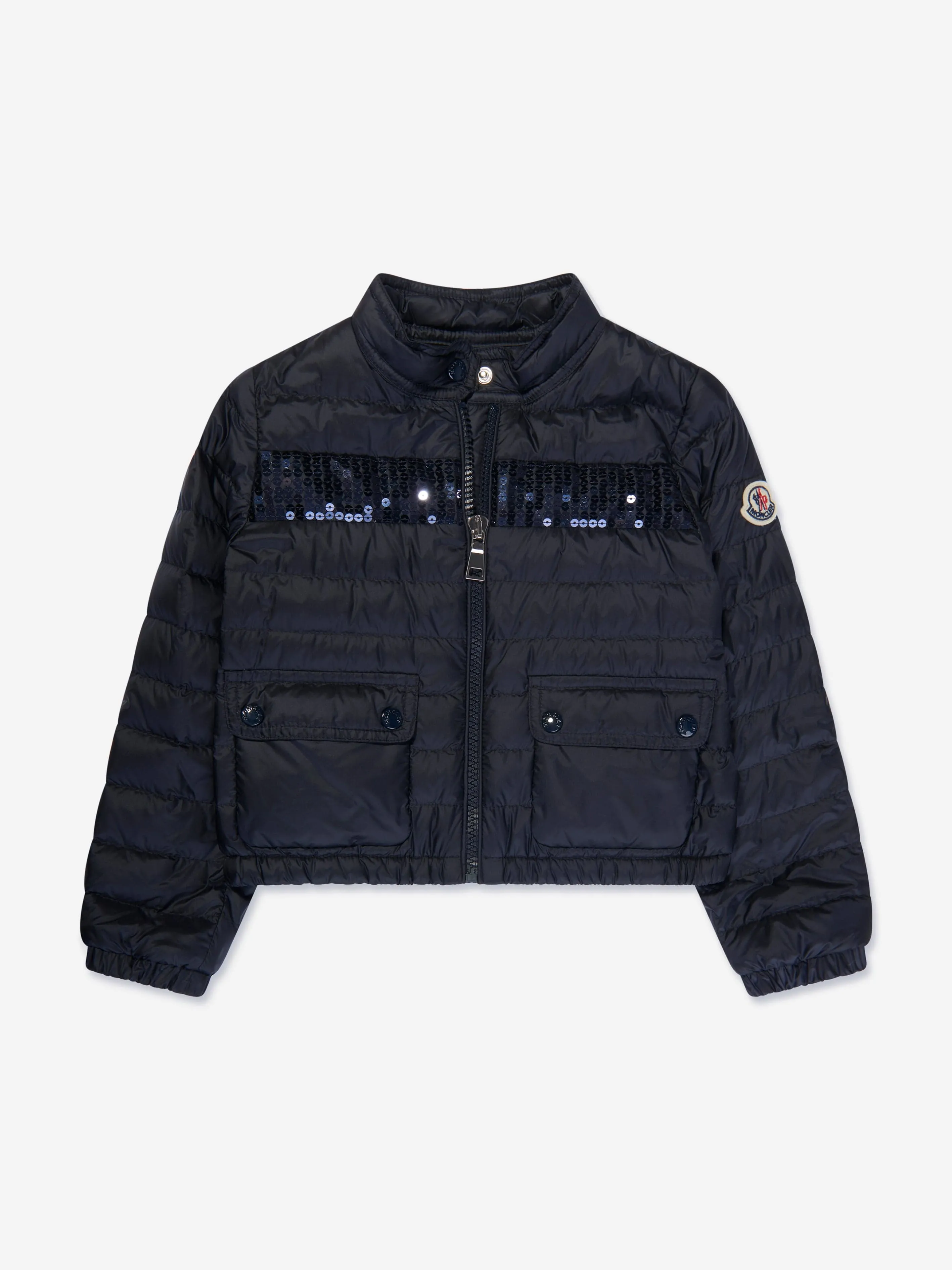 Moncler Enfant Mädchen Daunengefütterte Palans Jacke in Marine